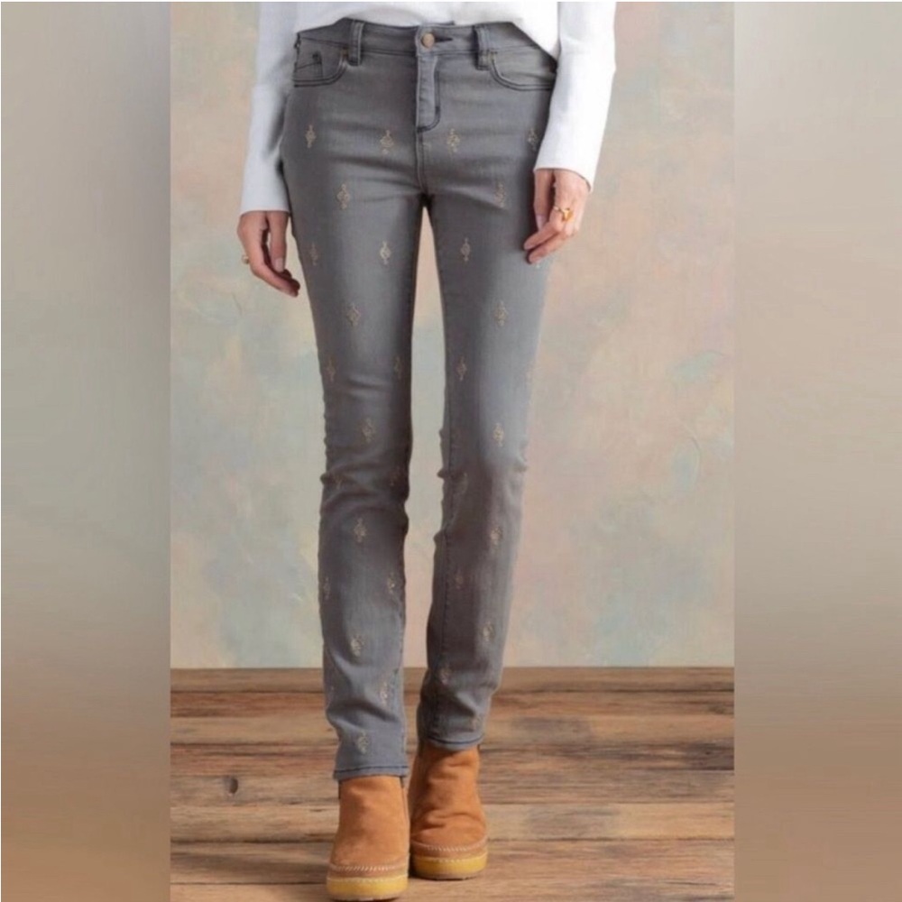 Sundance Jeans Womens Gray Denim Primrose Skinny Sequined‎ Diamond Sz 26